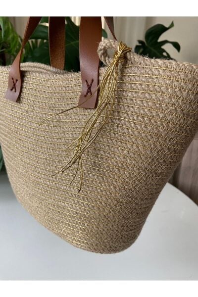 Nev Design Gold Detay Hasır Çanta, El Çantası, Günlük Çanta, El Yapımı