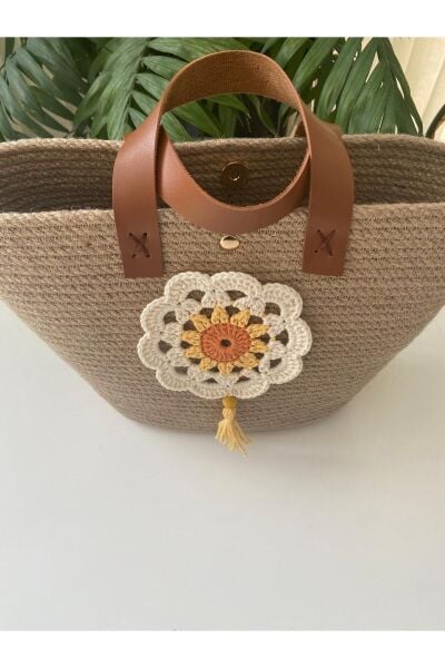 Nev Design Jüt Çanta, Hasır Çanta, Çiçek Detaylı 1