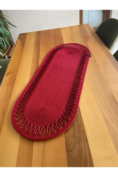 Nev Design Oval Runner, Masa Örtüsü 100x40, Kırmızı