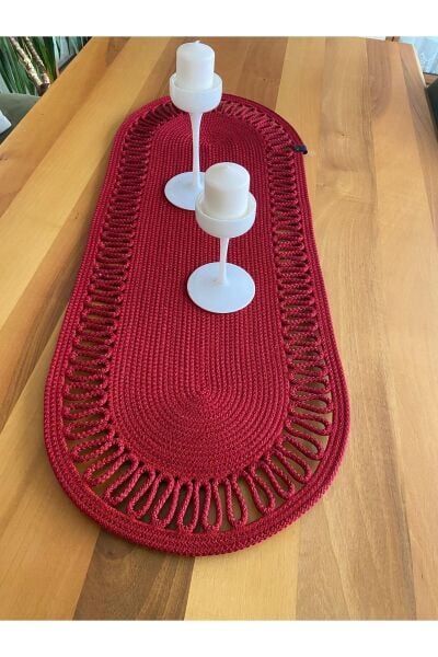 Nev Design Oval Runner, Masa Örtüsü 100x40, Kırmızı