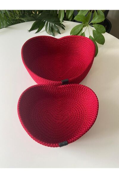 Nev Design Sevgiler Günü Konspet  Kalp 2'li Sepet, Organizer Kırmızı