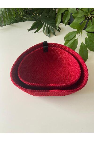 Nev Design Sevgiler Günü Konspet  Kalp 2'li Sepet, Organizer Kırmızı