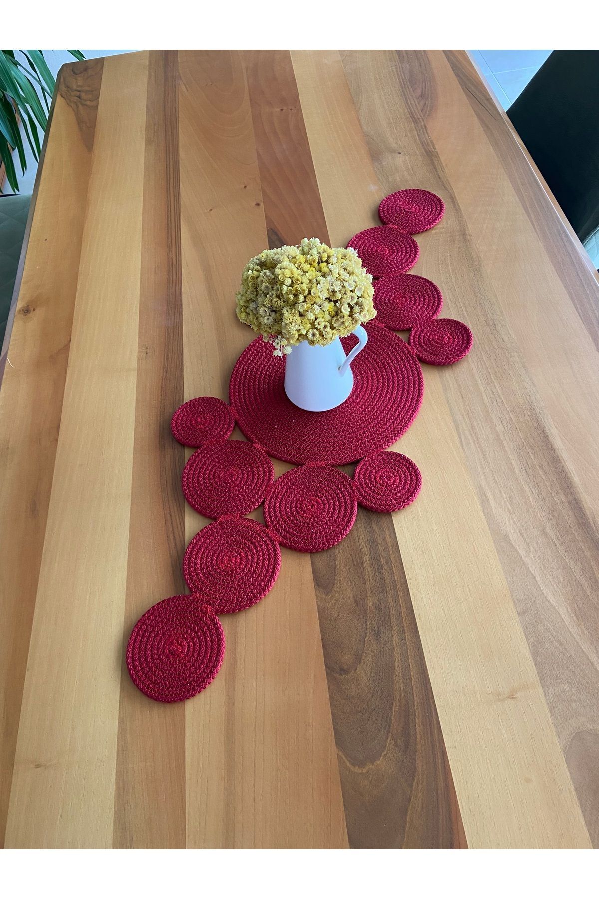 Nev Design Polyester Runner, Masa Örtüsü, Dekoratif, 90x35, Kırmızı