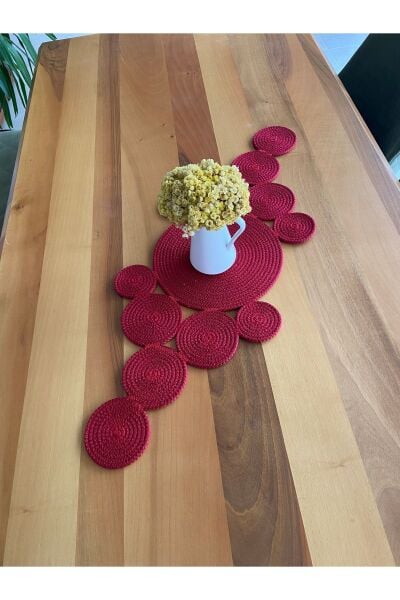 Nev Design Polyester Runner, Masa Örtüsü, Dekoratif, 90x35, Kırmızı