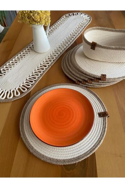Nev Design 6'lı Supla, Runner ve Ekmek Sepeti Takımı Krem