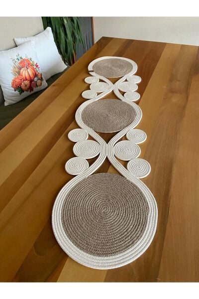 Nev Design Jüt, Runner, Masa Örtüsü 130x33, Krem-Jüt