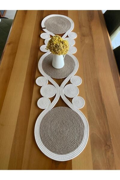 Nev Design Jüt, Runner, Masa Örtüsü 130x33, Krem-Jüt