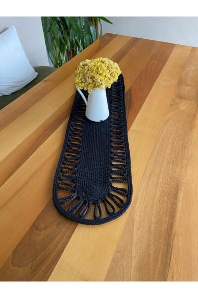 Nev Design 6 Adet Supla (Amerikan Servis), Runner ve Ekmek Sepeti Takımı, Siyah