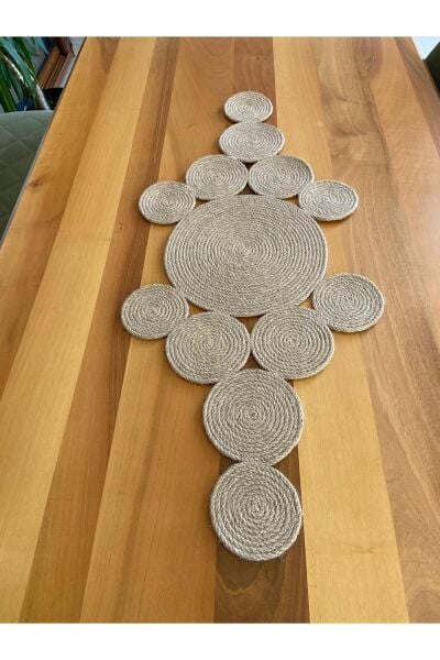 Nev Design %100 Doğal Jüt, Runner, Masa Örtüsü 100x45