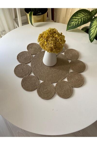 Nev Design %100 Doğal Jüt, Hasır, Runner, Masa Örtüsü 50x50