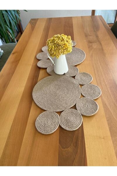 Nev Design %100 Doğal Jüt,  Runner, Masa Örtüsü 90x40