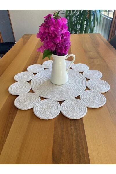 Nev Design Runner 3'lü Set, Masa Örtüsü, Ekru Model 2