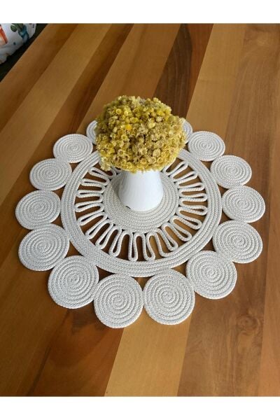 Nev Design Runner 3'lü Set, Masa Örtüsü, Ekru