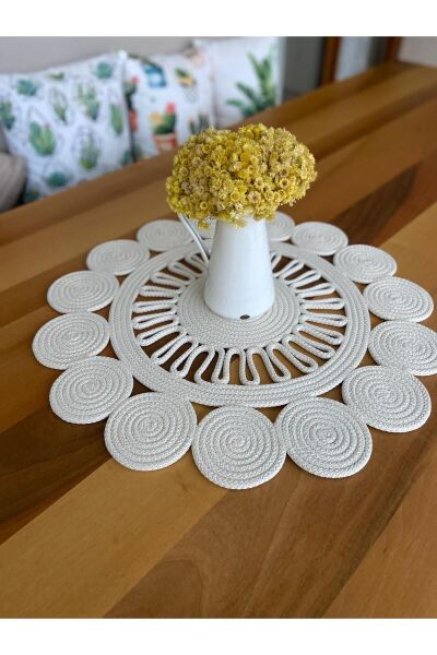 Nev Design Runner 3'lü Set, Masa Örtüsü, Ekru