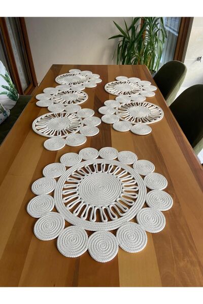 Nev Design Runner 3'lü Set, Masa Örtüsü, Ekru