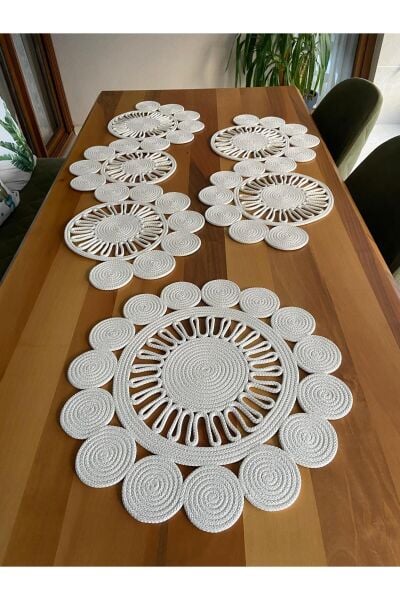 Nev Design Runner 3'lü Set, Masa Örtüsü, Ekru