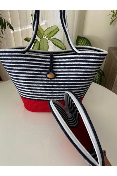 Nev Desig Marine Konsept Plaj Çantası ve D Clutch Çanta 2'li Takım