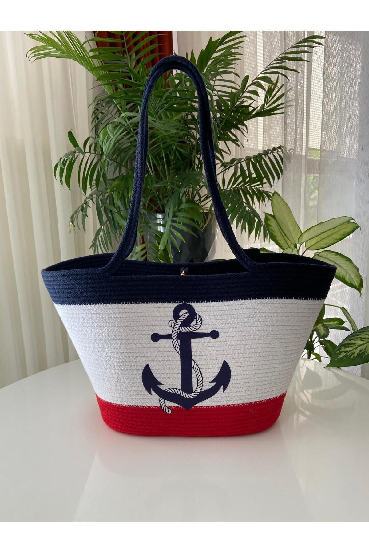 Nev Design Çapa Detaylı Marine Konsept Plaj Çantası