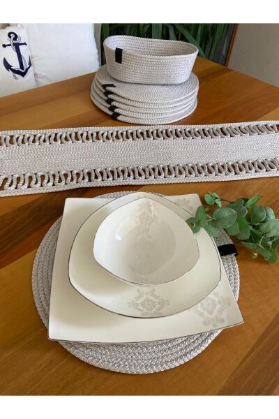 Nev Design 6 Kişilik Supla (Amerikan Servis), Runner ve Ekmek Sepeti Seti