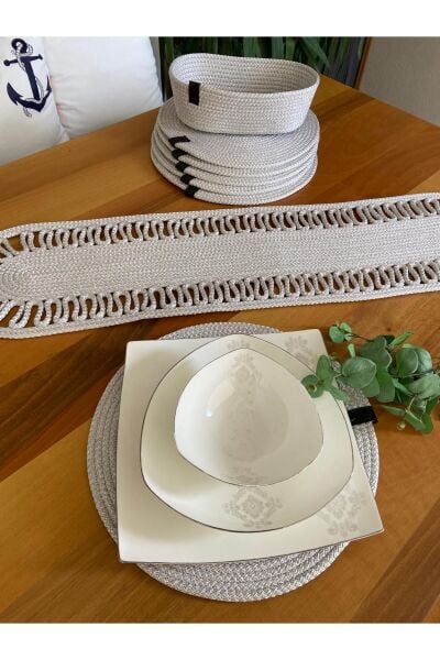Nev Design 6 Kişilik Supla (Amerikan Servis), Runner ve Ekmek Sepeti Seti