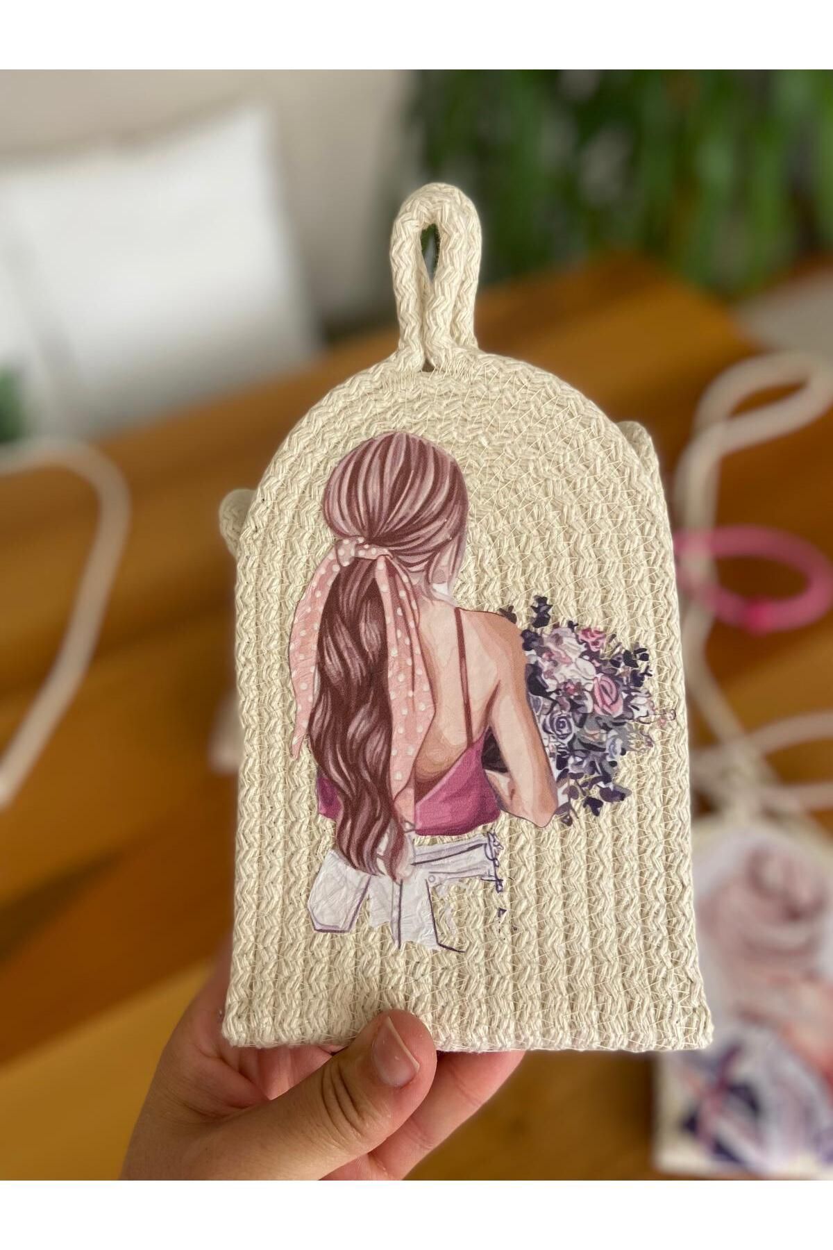 Nev Design Transfer Baskılı Telefon Çantası, Krem Renk