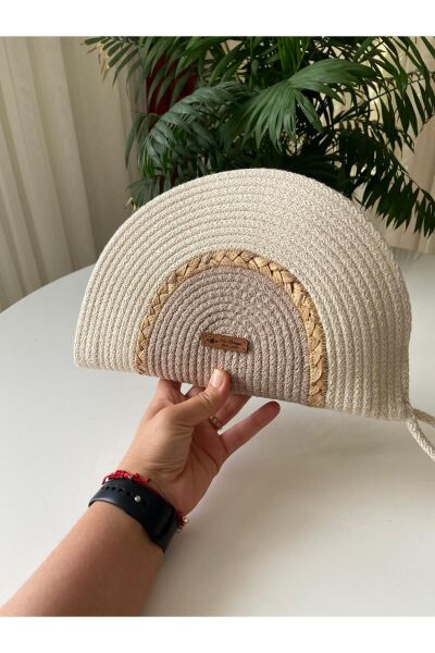 Nev Design Hasır Detaylı D Clutch Çanta, Portföy Çantası, El Çantası