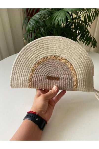 Nev Design Hasır Detaylı D Clutch Çanta, Portföy Çantası, El Çantası