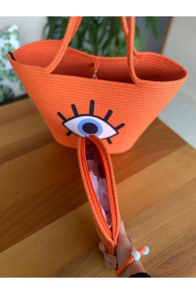 Nev Design 2'li Plaj Çantası ve D-Clucth Çanta Takımı, Turuncu
