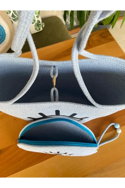 Nev Design 2'li Plaj Çantası ve D-Clucth Çanta Takımı, Mavi