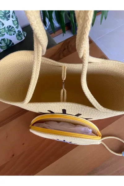 Nev Design 2'li Plaj Çantası ve D-Clucth Çanta Takımı, Sarı