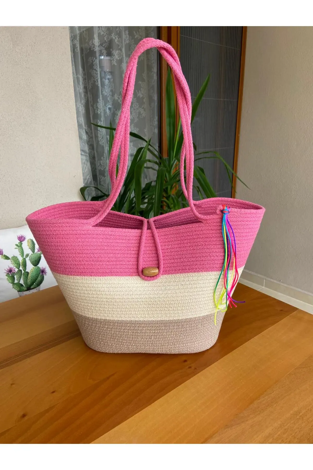 Nev Design Pembe Plaj Çantası