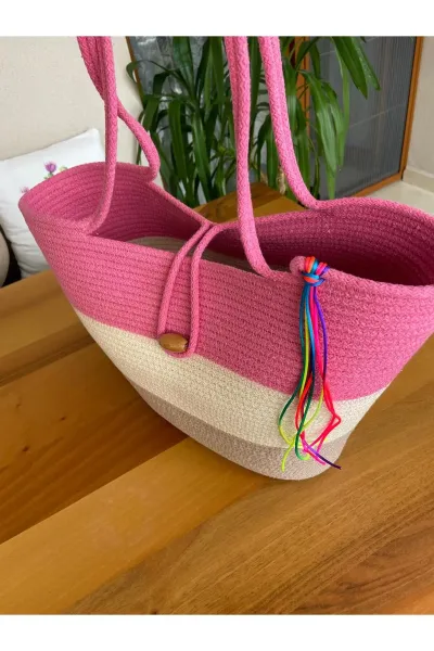 Nev Design Pembe Plaj Çantası