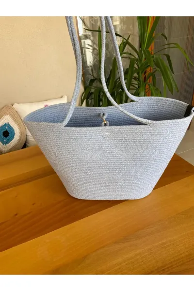 Nev Design Transfer Baskılı Göz Nazarlı  Plaj Çantası, Mavi