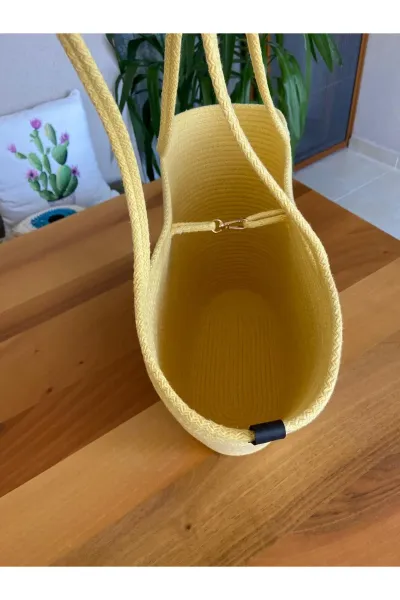 Nev Design Transfer Baskılı Göz Nazarlı  Plaj Çantası, Sarı