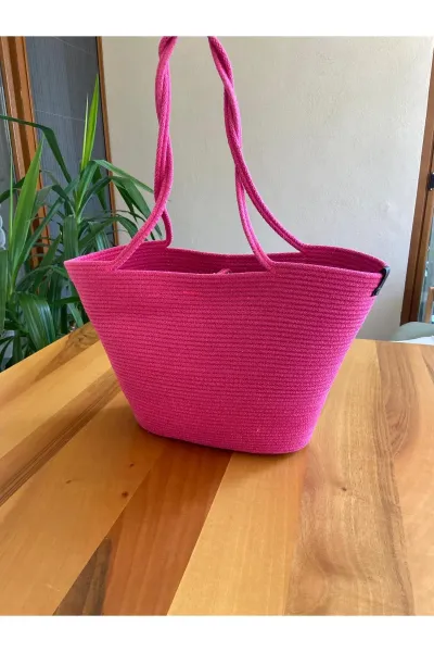 Nev Design ''Beach'' Transfer Baskılı Plaj Çantası Fuşya