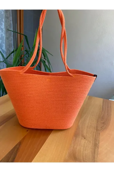 Nev Design ''Beach'' Transfer Baskılı Plaj Çantası Turuncu