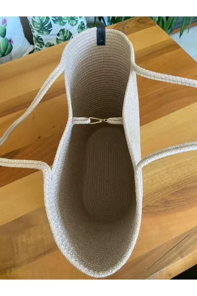 Nev Design ''Beach'' Transfer Baskılı Plaj Çantası Bej