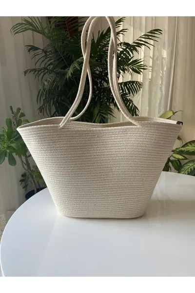 Nev Design Transfer Baskılı Plaj Çantası, Deniz Yıldızı Krem