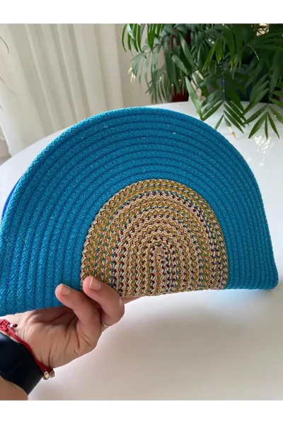 Nev Design D Clutch Çanta, El Çantası, Portföy Çantası, Degradeli, Turkuaz