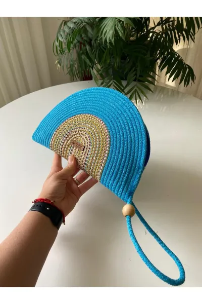 Nev Design D Clutch Çanta, El Çantası, Portföy Çantası, Degradeli, Turkuaz