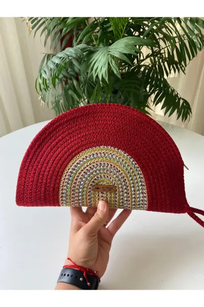 Nev Design D Clutch Çanta, El Çantası, Portföy Çantası, Degradeli, Kırmızı
