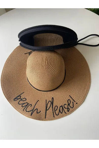 Nev Design D Clutch ve Şapka Takımı Krem Siyah Bej