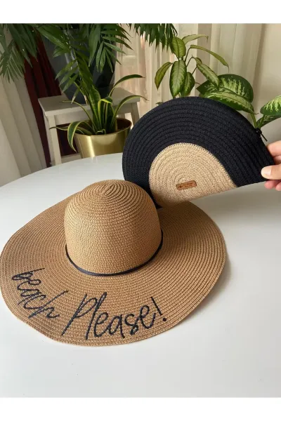 Nev Design D Clutch ve Şapka Takımı Krem Siyah Bej