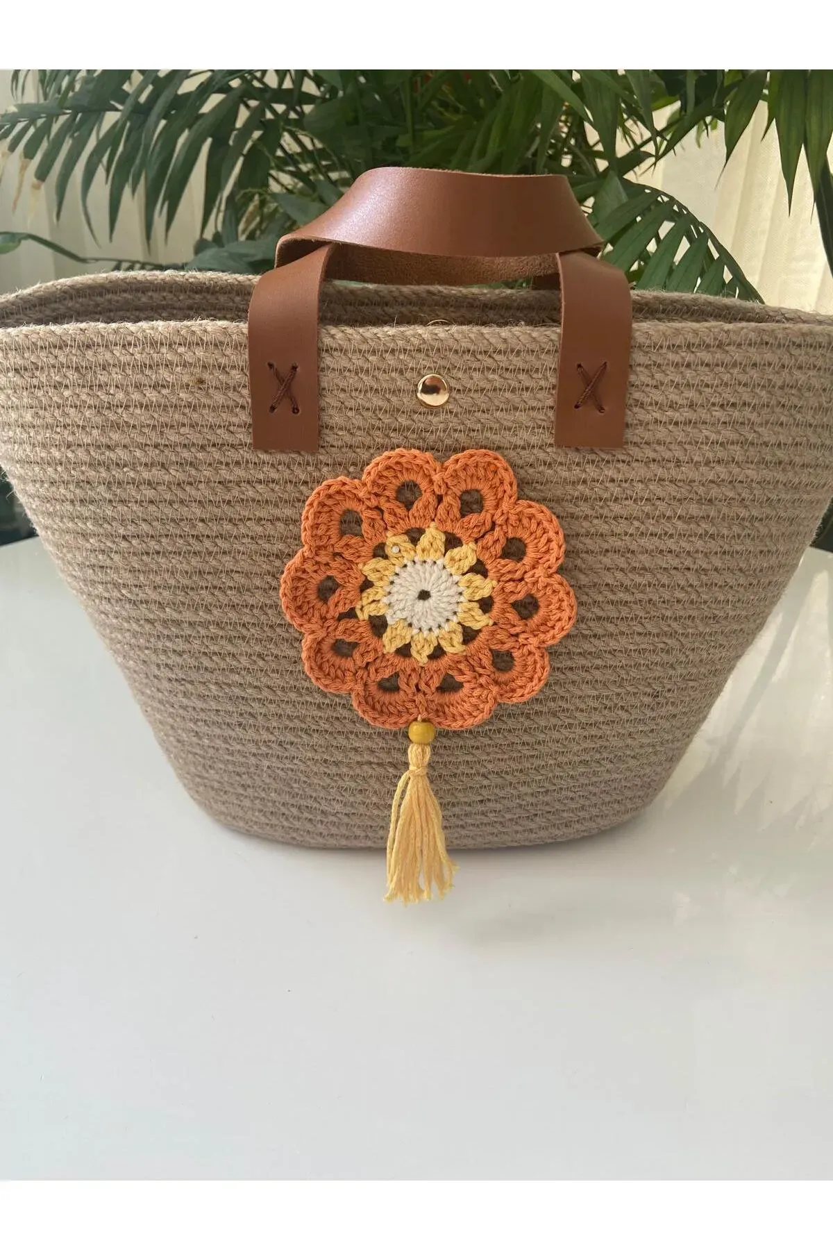 Nev Design Jüt Çanta, Hasır Çanta, Çiçek Detaylı 3