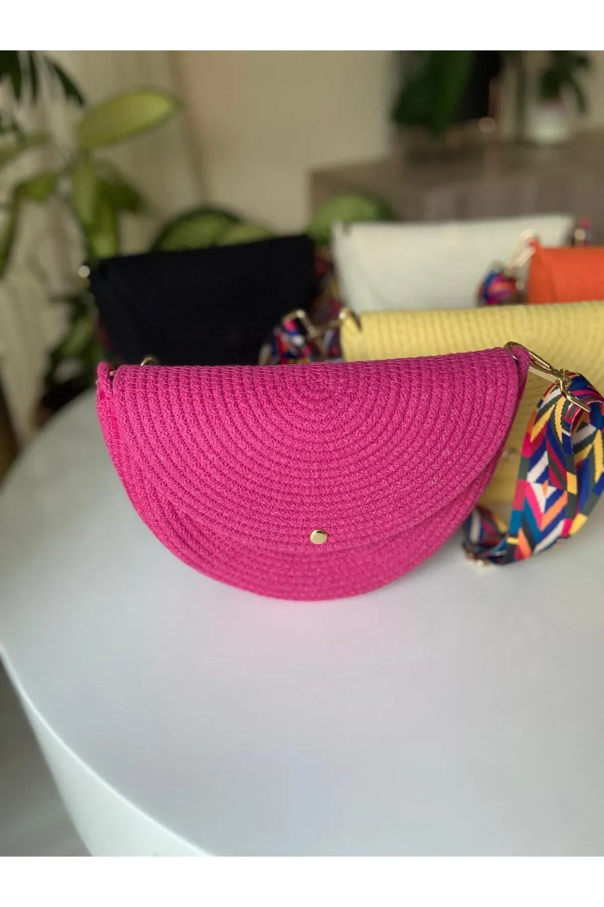 Nev Design Yarım Ay Çanta, Omuz Çantası Fuşya