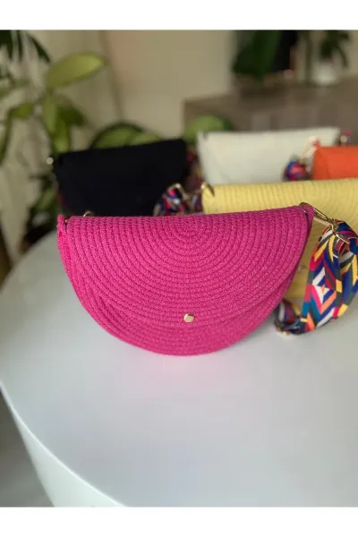 Nev Design Yarım Ay Çanta, Omuz Çantası Fuşya