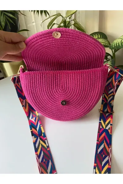 Nev Design Yarım Ay Çanta, Omuz Çantası Fuşya