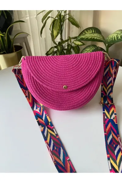 Nev Design Yarım Ay Çanta, Omuz Çantası Fuşya