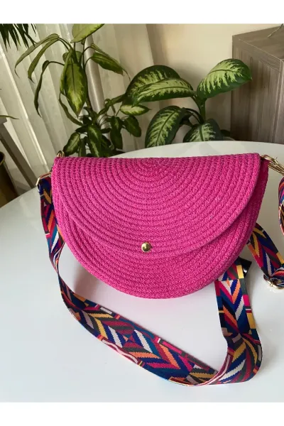 Nev Design Yarım Ay Çanta, Omuz Çantası Fuşya