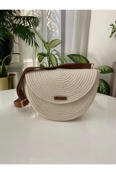 Nev Design Yarım Ay Çanta, Omuz Çantası Krem